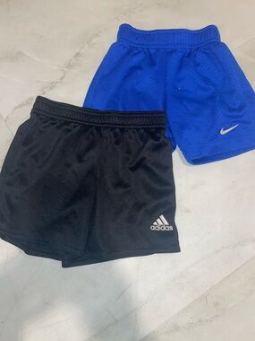 Adidas Black Kids Athletic Shorts and Nike Blue Athletic Shorts